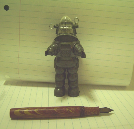 Robby the Robot and a fountain pen